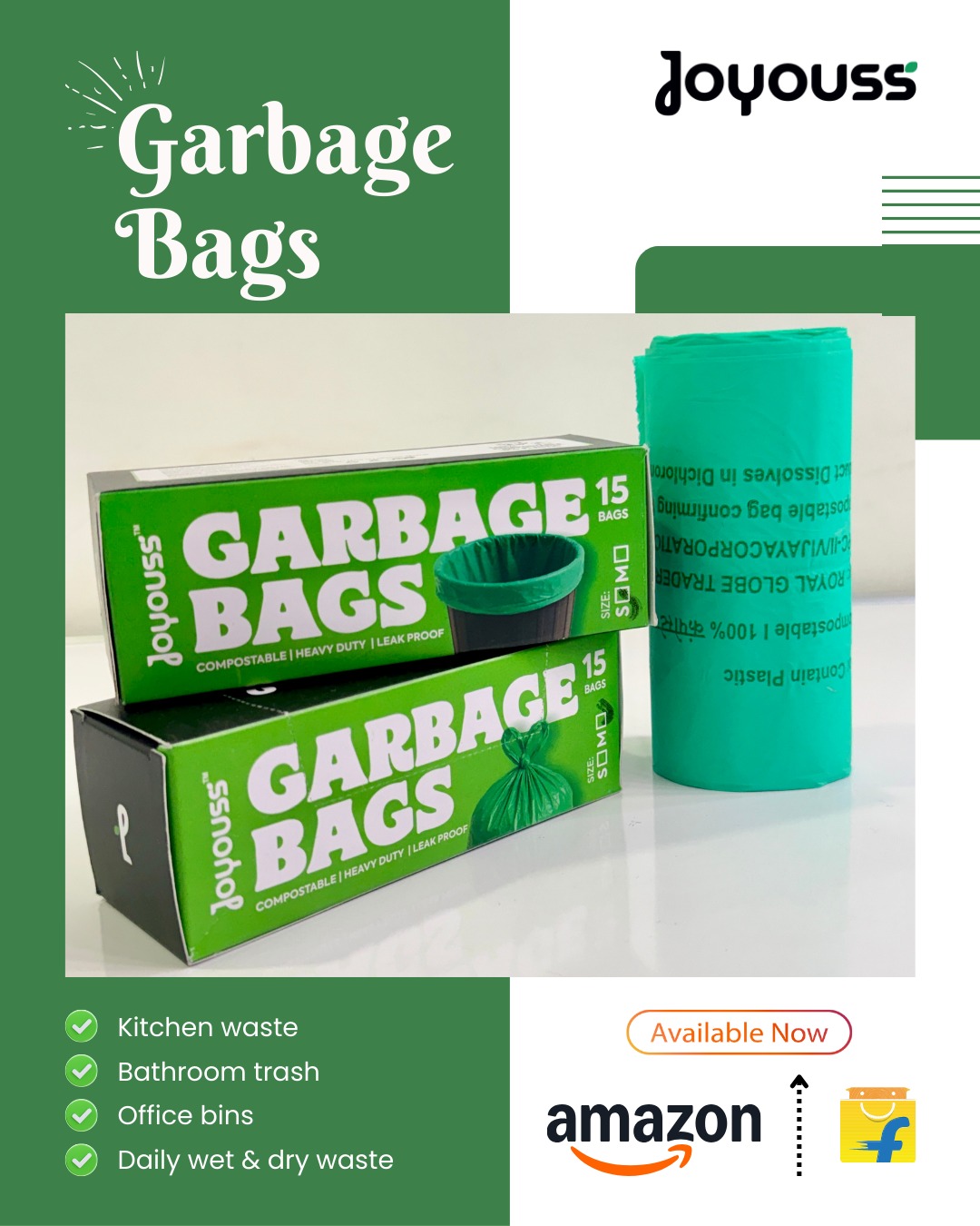 Joyouss Compostable Garbage Bags - Small